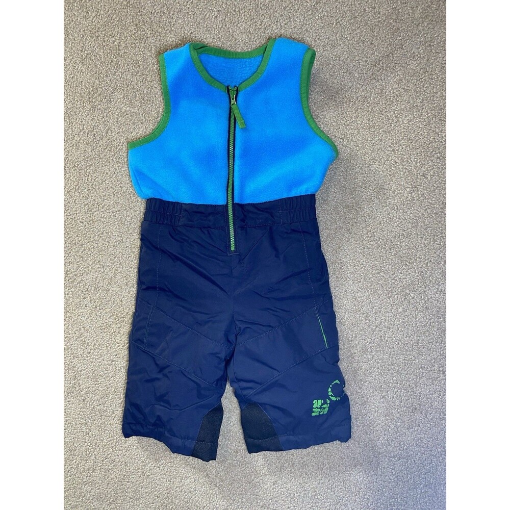 Columbia 12 Months Blue Green Fleece Top Snow Bibs Pants Omni-Tech
